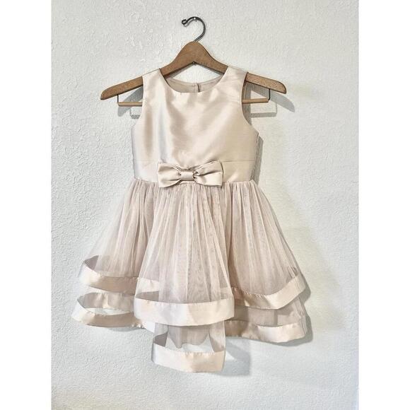 Speechless Other - Speechless Kids Girls Dress Midi Sleeveless Champagne Lined Bow Lining Size 6X